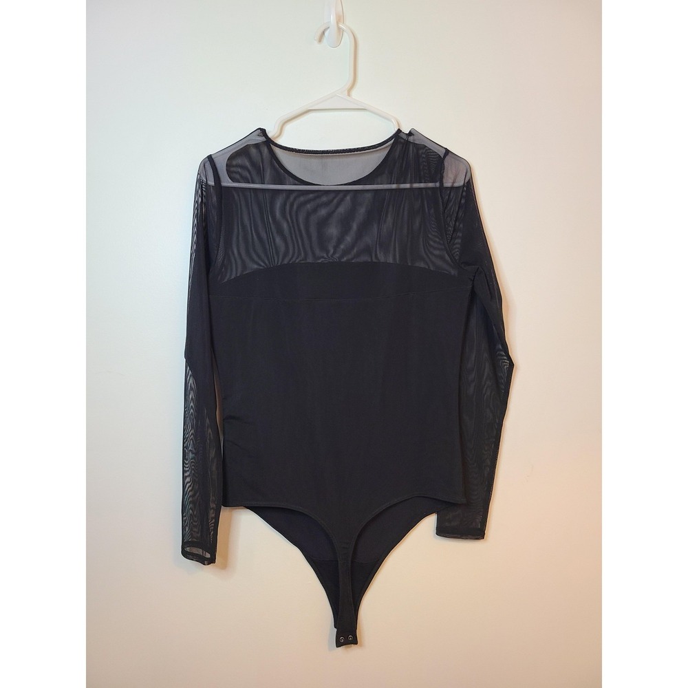 Abercrombie Fitch Bodysuit Wm Large Black Mesh Sheer Whimsi Goth Corpgoth Grunge